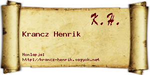 Krancz Henrik névjegykártya